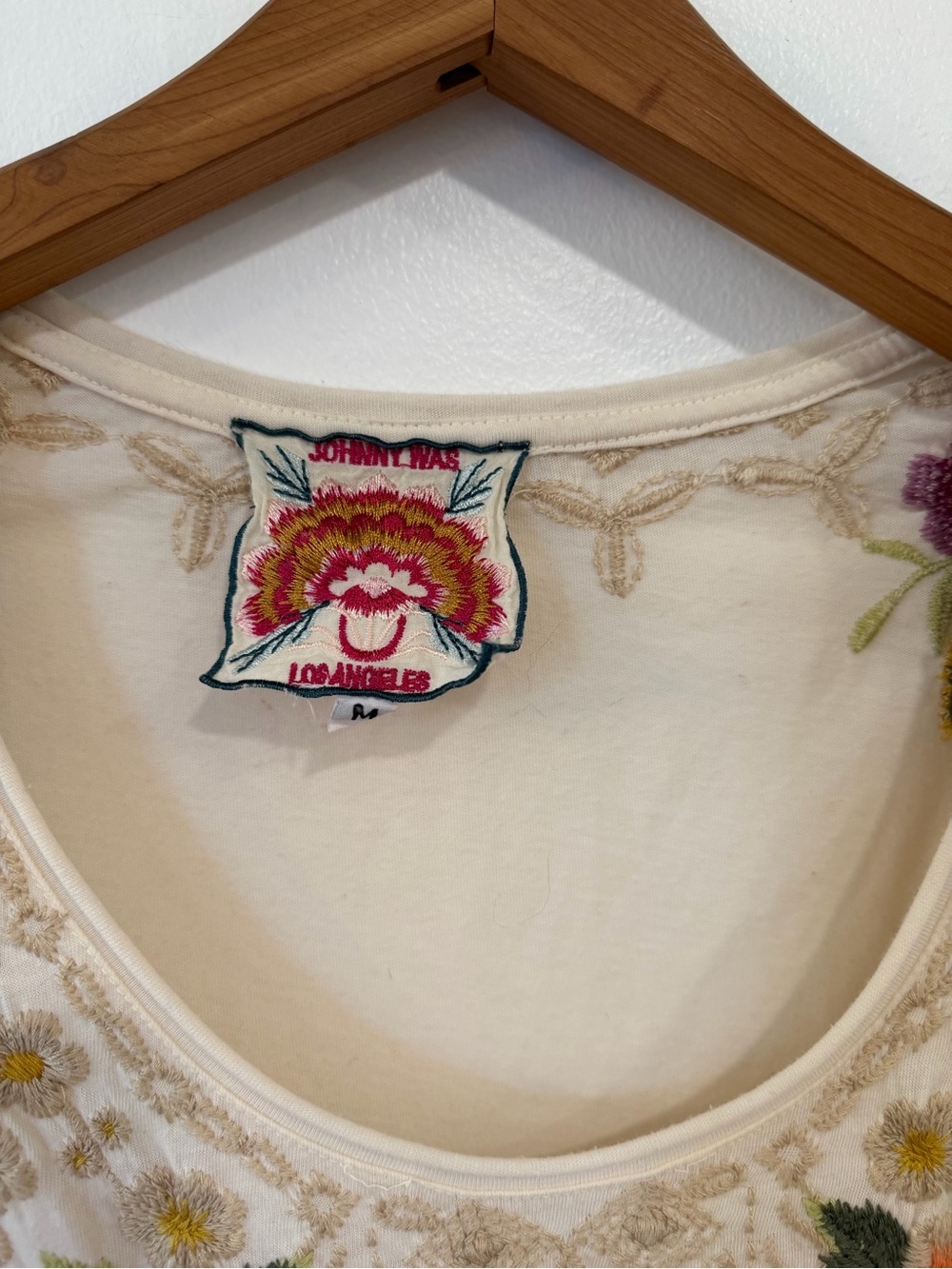 Johnny Was Embroidered Scoop Neck Long Sleeve Top Cotton Floral Women’s Medium - Picture 3 of 6